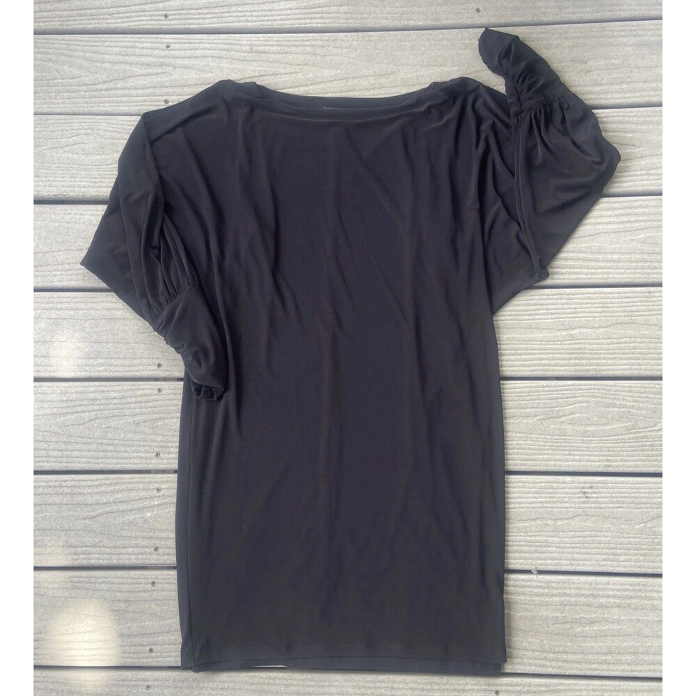 Ralph Lauren Evening Black Sheath Ruched Split Sleeves Dolman Size 12 LBD